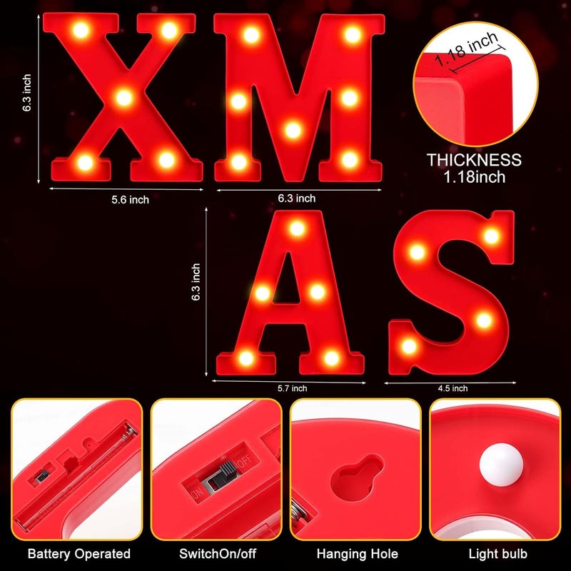 gobutend XMAS Christmas Light Up Letter Table Decorations, LED Marquee Lights Sign for Indoor Outdoor Home Bedroom Fireplace Bar Xmas Party Decor - Image 3